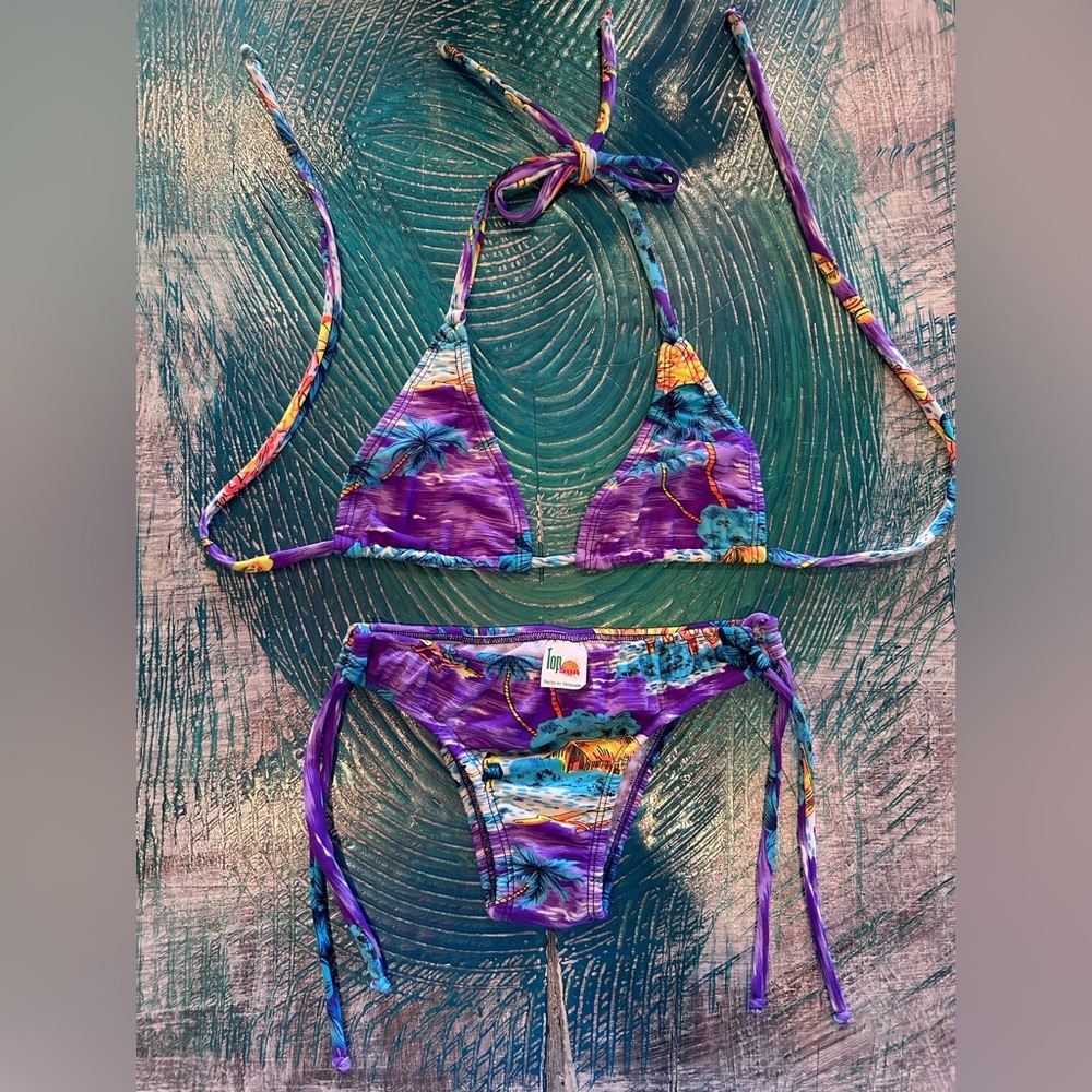 Vibrant Purple Tropical Bikini Set